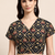 Black cotton sanganeri printed non padded blouse