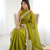 Seductive olive green fancy lace border soft viscose jacquard butti silk designer wedding saree
