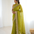 Seductive olive green fancy lace border soft viscose jacquard butti silk designer wedding saree