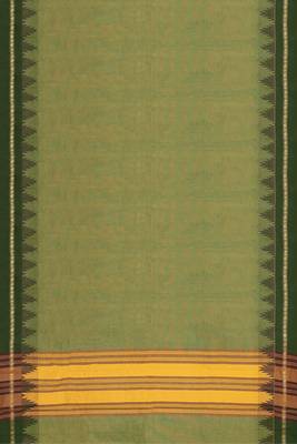 Olive moss & dark chocolate brown  chettinad cotton saree with running blouse 6