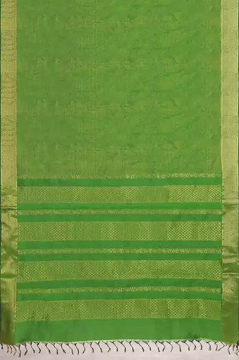 Leaf green & antique gold polycotton kalyani saree with running blouse