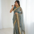 Ravishing teal blue fancy lace border soft viscose jacquard butti silk designer party wear saree