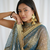Ravishing teal blue fancy lace border soft viscose jacquard butti silk designer party wear saree