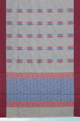 Pearl grey & rosewood pink kovai cotton saree with running blouse 6