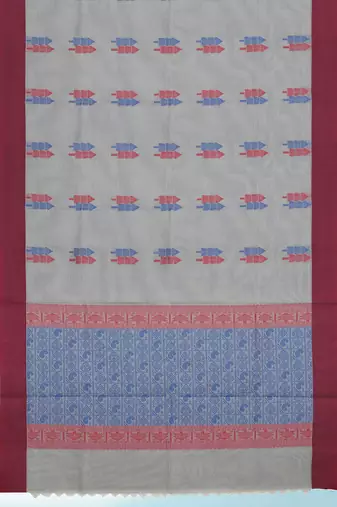Pearl grey & rosewood pink kovai cotton saree with running blouse