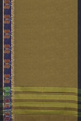 Jarosite olive green & dusty indigo blue chettinad cotton saree with running blouse 2