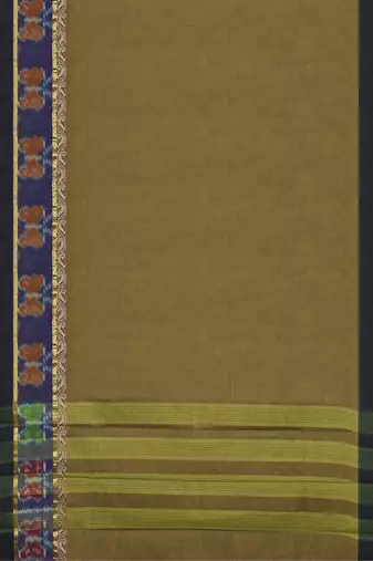 Jarosite olive green & dusty indigo blue chettinad cotton saree with running blouse
