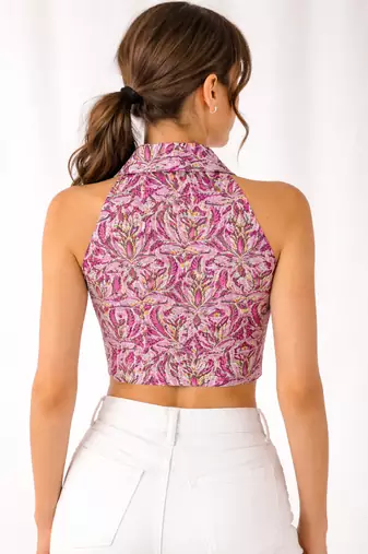 Pink cotton sanganeri printed non padded blouse