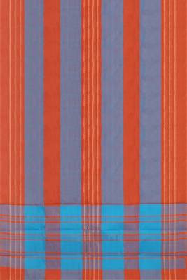 Orange ember & misty slate blue chettinad cotton saree with running blouse 6