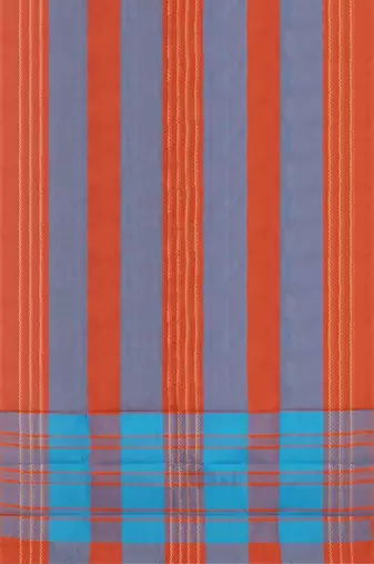 Orange ember & misty slate blue chettinad cotton saree with running blouse
