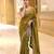 Entrancing green beads sequins and cut-dana embroidered fendy satin festival saree
