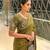 Entrancing green beads sequins and cut-dana embroidered fendy satin festival saree