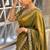 Entrancing green beads sequins and cut-dana embroidered fendy satin festival saree