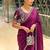 Enthralling purple beads sequins and cut-dana embroidered fendy satin designer bollywood saree