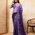 Enticing purple embroidery cutwork work aarco border star georgette traditional wedding saree