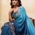 Inviting blue embroidery cutwork work aarco border star georgette latest designer ceremonial saree