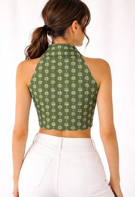 Green cotton sanganeri printed non padded blouse 2