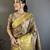 Brown kanjeevaram silk woven design saree with unstitched blouse piece