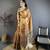 Orange kanjeevaram silk woven design saree with unstitched blouse piece
