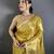 Yellow kanjeevaram silk woven design saree with unstitched blouse piece