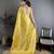 Yellow kanjeevaram silk woven design saree with unstitched blouse piece