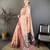 Peach cotton woven design saree with unstitched blouse piece