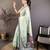 Sky blue cotton woven design saree with unstitched blouse piece