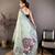Sky blue cotton woven design saree with unstitched blouse piece
