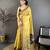 Yellow cotton woven design saree with unstitched blouse piece