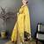 Yellow cotton woven design saree with unstitched blouse piece