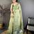 Green cotton woven design saree with unstitched blouse piece