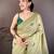 Green cotton woven design saree with unstitched blouse piece