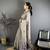 Grey cotton woven design saree with unstitched blouse piece