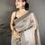 Grey cotton woven design saree with unstitched blouse piece