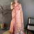 Peach cotton woven design saree with unstitched blouse piece