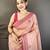 Peach cotton woven design saree with unstitched blouse piece