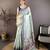 Sky blue cotton woven design saree with unstitched blouse piece