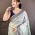 Sky blue cotton woven design saree with unstitched blouse piece