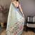 Sky blue cotton woven design saree with unstitched blouse piece