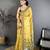 Yellow cotton woven design saree with unstitched blouse piece