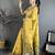 Yellow cotton woven design saree with unstitched blouse piece