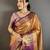 Orange kanjeevaram silk woven design saree with unstitched blouse piece