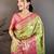 Pista kanjeevaram silk woven design saree with unstitched blouse piece