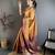 Orange kanjeevaram silk woven design saree with unstitched blouse piece