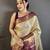 Cream kanjeevaram silk blend woven design saree with unstitched blouse piece