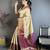 Cream kanjeevaram silk blend woven design saree with unstitched blouse piece