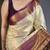 Cream kanjeevaram silk blend woven design saree with unstitched blouse piece