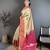 Cream kanjeevaram silk blend woven design saree with unstitched blouse piece