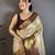 Cream kanjeevaram silk blend woven design saree with unstitched blouse piece