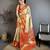 Cream kanjeevaram silk blend woven design saree with unstitched blouse piece